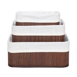 Homestyle pro bamboe opbergmanden 3 stuks bruin wit - afbeelding 1