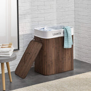 Homestyle pro rechthoekige bamboe wasmand + tekst 52x32x63 cm bruin wit - afbeelding 5