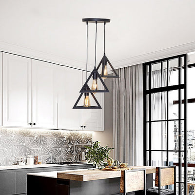 Homestyle pro mk022-b industriële pyramide hanglampen zwart metaal