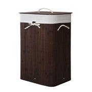 Homestyle pro rechthoekige bamboe wasmand 40x30x60 cm bruin wit - afbeelding 1
