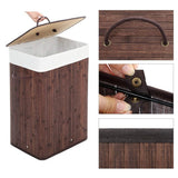 Homestyle pro rechthoekige bamboe wasmand 40x30x60 cm bruin wit - afbeelding 2