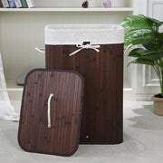 Homestyle pro rechthoekige bamboe wasmand 40x30x60 cm bruin wit - afbeelding 4