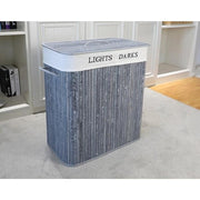 Homestyle pro rechthoekige bamboe wasmand + tekst 52x32x63 cm grijs wit - afbeelding 4