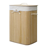 Homestyle pro rechthoekige bamboe wasmand 40x30x60 cm naturel wit - afbeelding 1