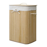 Homestyle pro rechthoekige bamboe wasmand 40x30x60 cm naturel wit - afbeelding 1