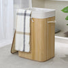 Homestyle pro rechthoekige bamboe wasmand 40x30x60 cm naturel wit