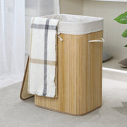 Homestyle pro rechthoekige bamboe wasmand 40x30x60 cm naturel wit - afbeelding 2