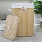 Homestyle pro rechthoekige bamboe wasmand 40x30x60 cm naturel wit - afbeelding 3