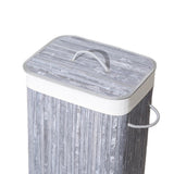 Homestyle pro rechthoekige bamboe wasmand 40x30x60 cm grijs wit - afbeelding 1