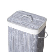 Homestyle pro rechthoekige bamboe wasmand 40x30x60 cm grijs wit - afbeelding 1