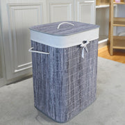 Homestyle pro rechthoekige bamboe wasmand 40x30x60 cm grijs wit - afbeelding 3