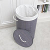 Homestyle pro ronde opvouwbare bamboe wasmand 35x50 cm grijs wit