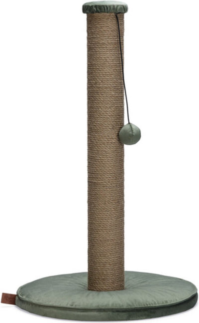 Designed by lotte krabpaal yenna - katten krabpaal - incl speeltje - fluweel jute - groen - 41x41x70 cm