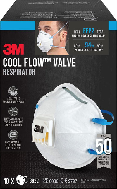 3m 1062065 - fijnstofmasker ffp2 ffp2, met ventiel, 10 pk | 1 stuks