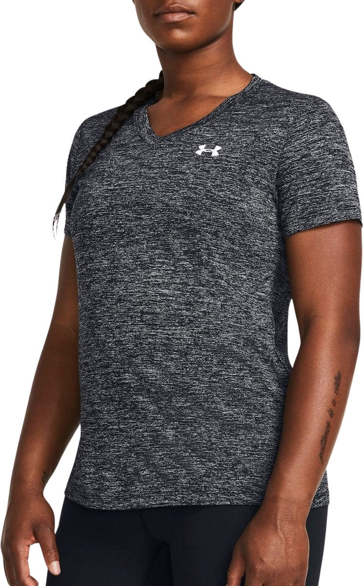 Under armour tech ssv - twist dames sportshirt - zwart - wit