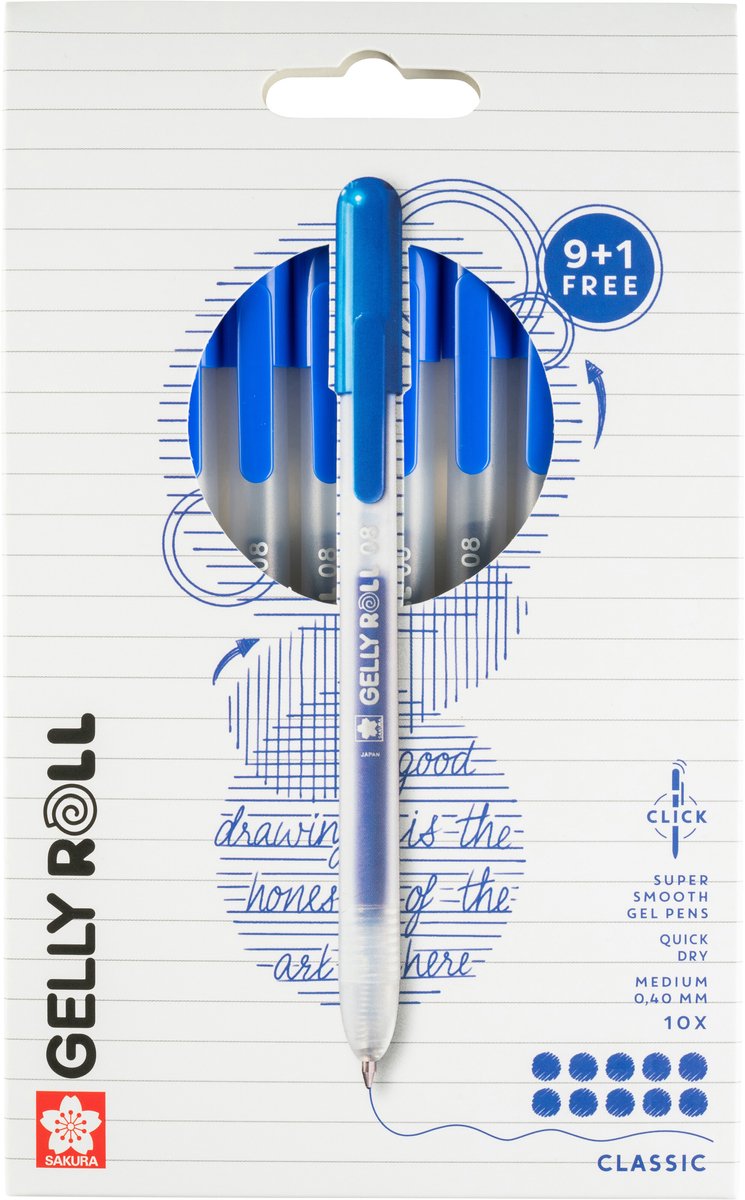 Sakura gelly roll retractable classic set 10 (blauw)