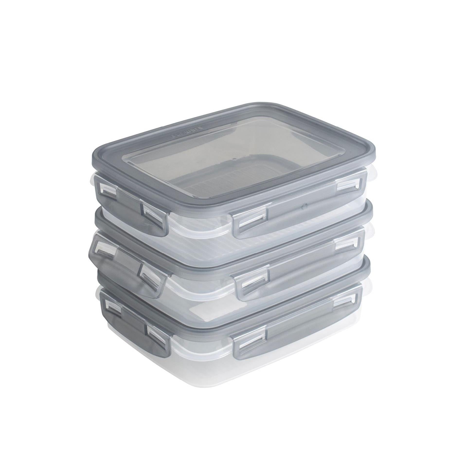 Sunware club cuisine diepvriesdozenset met clips set van 3 0,7l transparant grijs