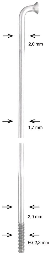 Alpina spaak spoke sst db 2x1,7x2mm 296mm sil.