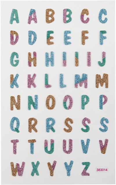 Creativ company glitter stickers - letters - zelfklevende scrapbooking stickers - hobby stickers voor diy knutselen - glanzende decoratieve stickers - creatieve alfabet stickers - 10x16 cm - 1 vel