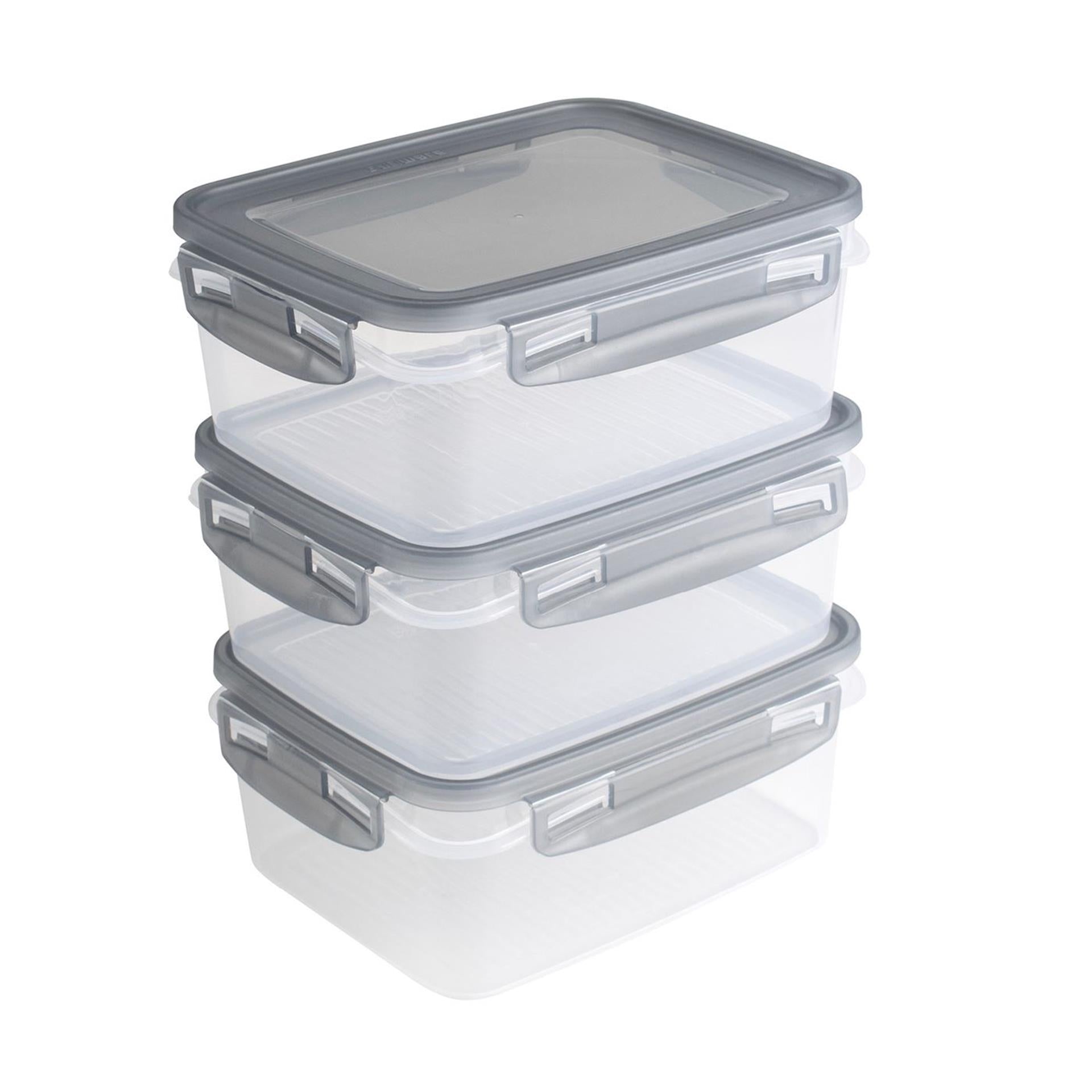 Sunware club cuisine diepvriesdozenset met clips set van 3 1,2l transparant grijs