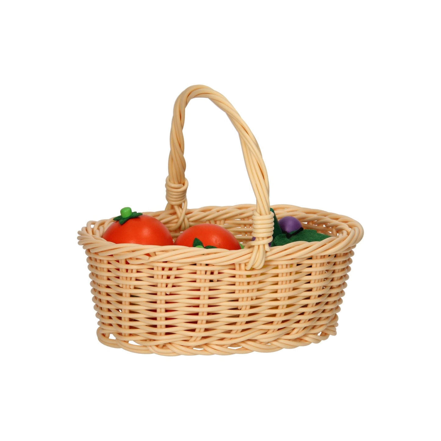 Pic houten fruit in knickmand, 7dlg.
