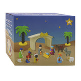 Kerststal hout met speelfiguren - afbeelding 3