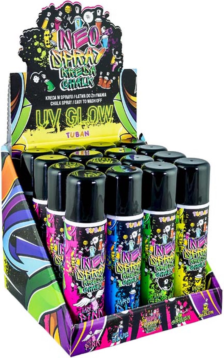 Tuban - display neo chalk spray – mix 16 pcs x 150 ml