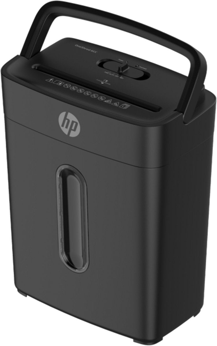 Hp oneshred 6cc shredder - 6 vel din a4 - p-4 din66399 - papierversnipperaar - 14 liter - inklapbaar handvat - kantoor thuis - zwart
