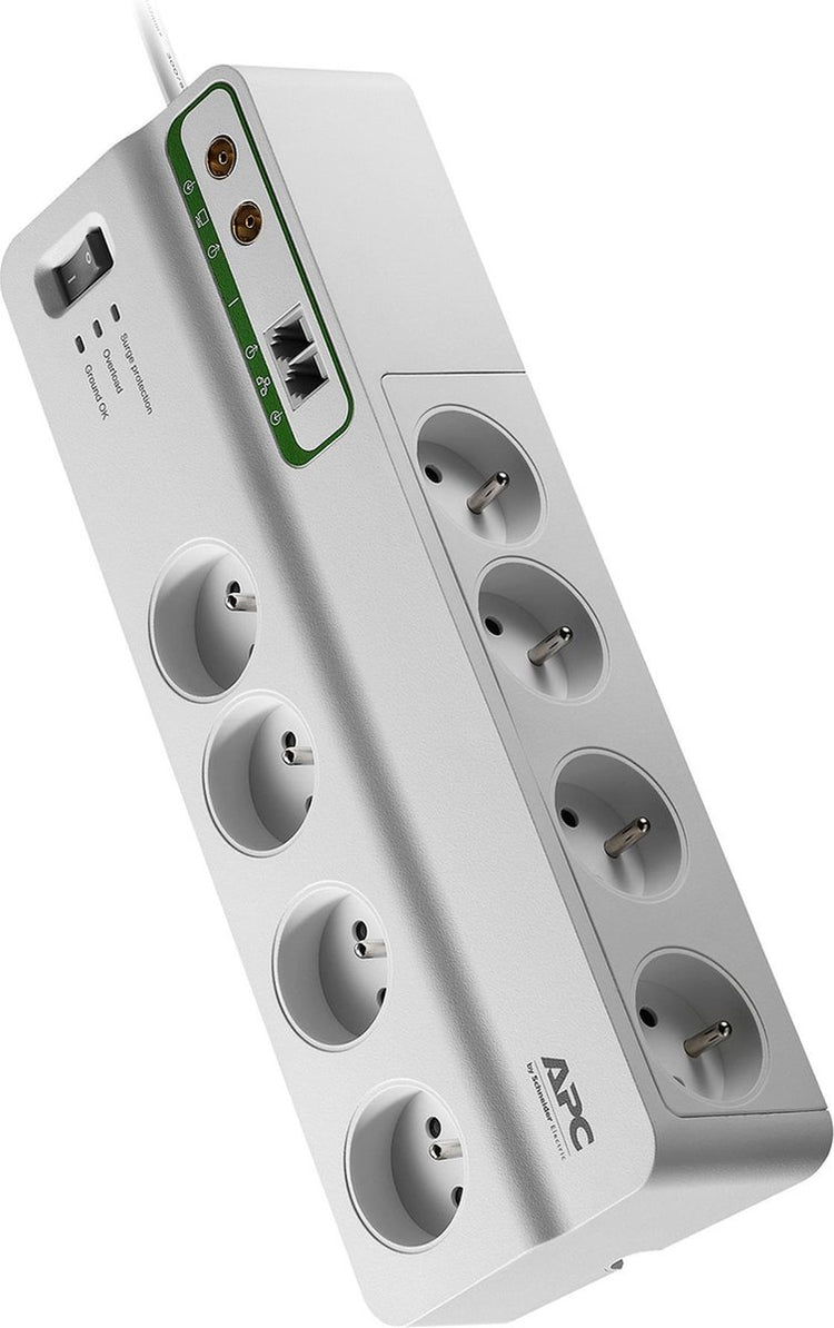 Apc stekkerdoos met overspanningsbeveiliging 8x penaarde + coax + telefoon