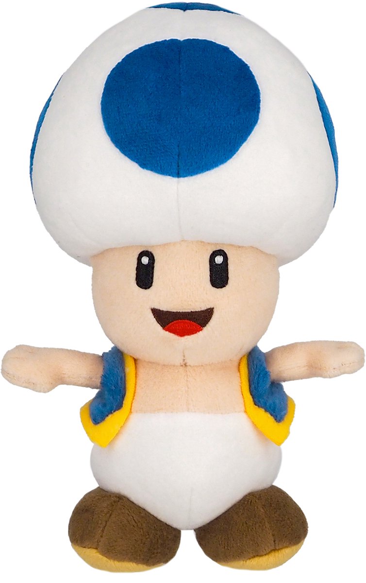 Nintendo together+ nintendo together + super mario bros – blauwe toad official licensed knuffel – 20 cm pluche