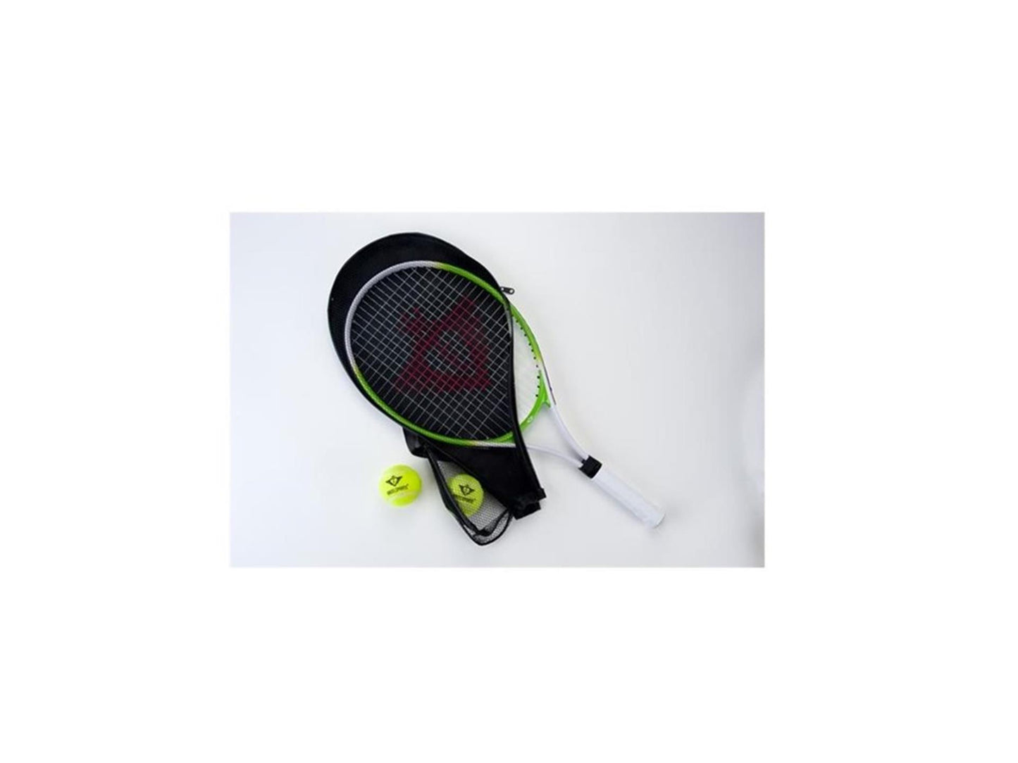 Tennisracket met hoes en 2 ballen - groen