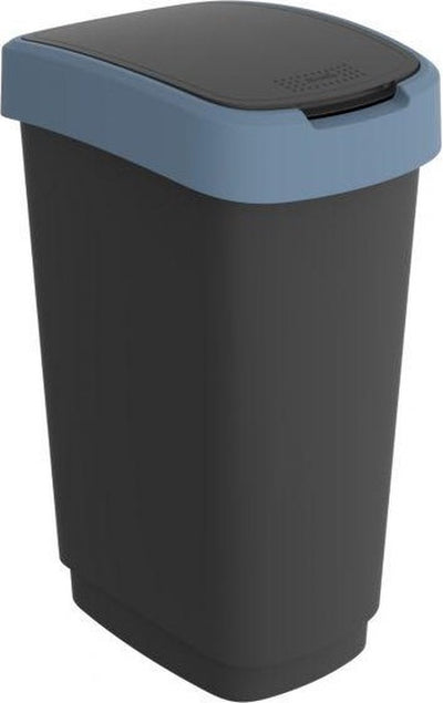 Rotho twist - afvalbak - kunststof - 50 liter - blauw met zwart