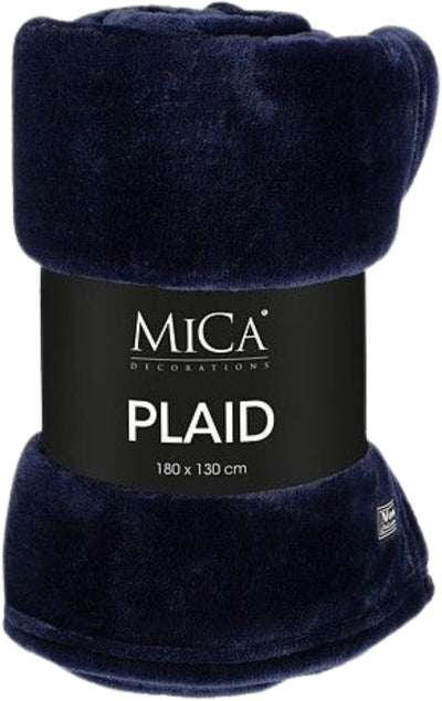 Mica decorations famke fleece plaid - l180 x b130 cm - donkerblauw