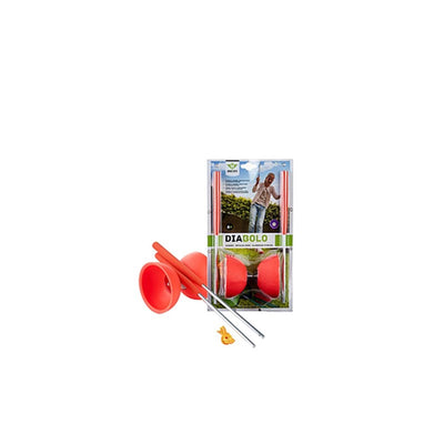 Engelhart diabolo rubber met alu stokjes rood