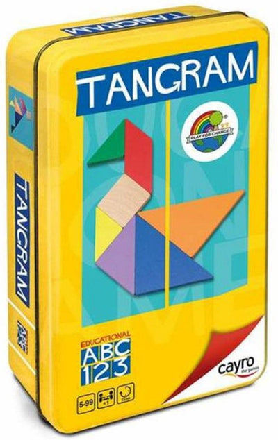 Cayro tangram van hout in metalen doos - 7 gekleurde houten tans - inclusief figurenboekje - vormen en puzzelen - 1 speler - vanaf 6 jaar - collection