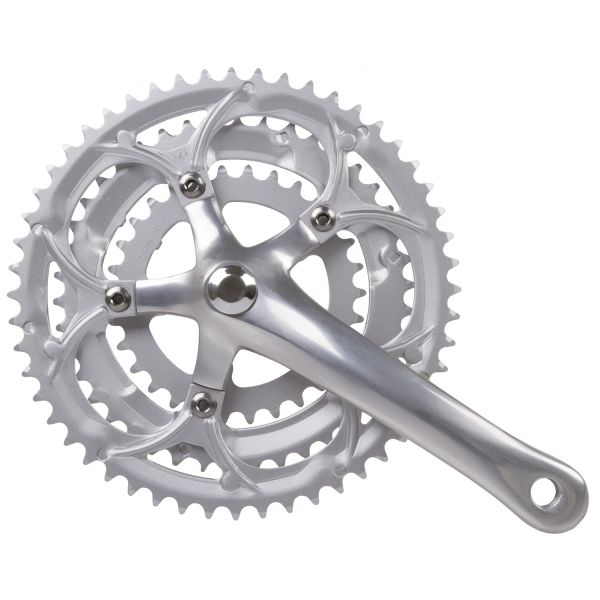 Mighty crankstel race 3 x 8 speed 30 42 52t aluminium - zilver