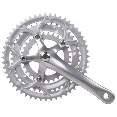Mighty crankstel race 3 x 8 speed 30 42 52t aluminium - zilver