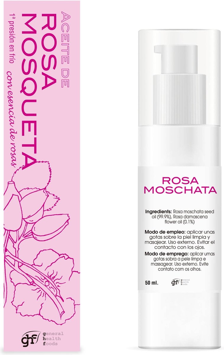 Ghf rozenbottelolie + essence van rozenspray 50 ml olie|rosehip oil + essence of roses spray 50 ml of oil|spray huile de rose musquée + essence de roses 50 ml de huile