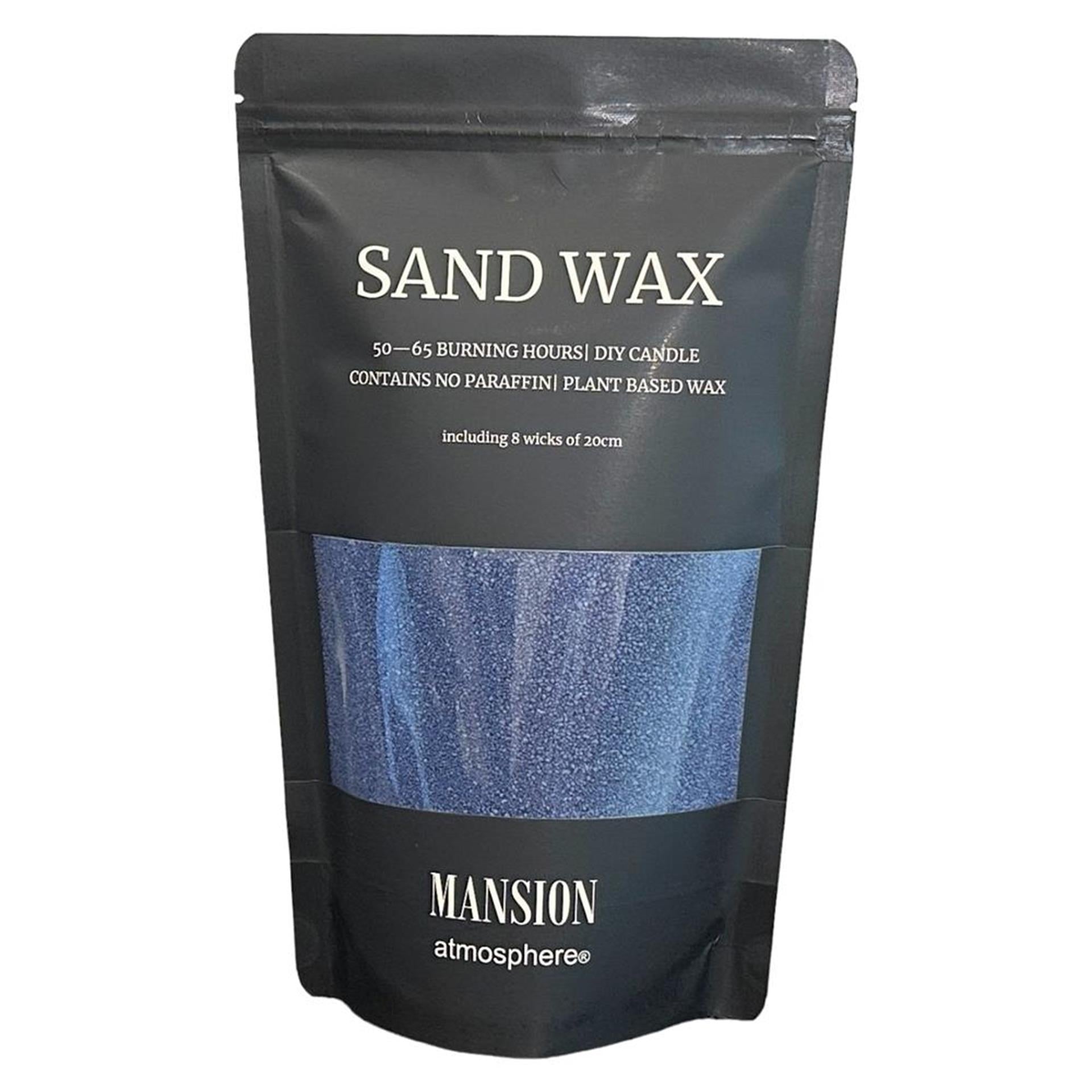 Mansion atmosphere sand wax donker blauw 500g ziplock zak met 8 lonten
