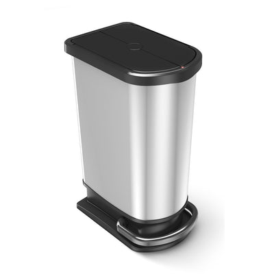 Rotho paso duo pedaalemmer 50l zilver metallic
