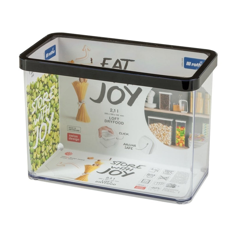 Rotho loft bewaardoos 20x10x14.2 cm 2.1l zwart transparant