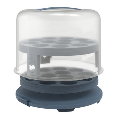 Rotho fresh taartdoos xl + cupcake-houders 35.5x34.5x26 cm horizon blauw transparant