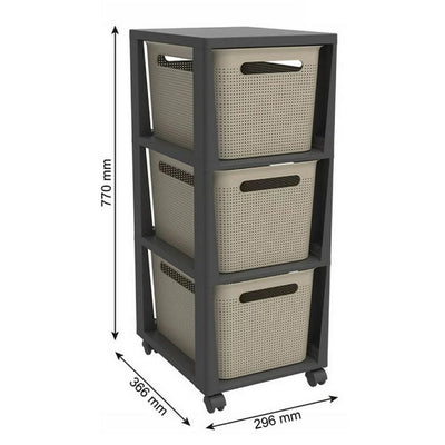 Rotho pina ladekastje met 3 laden 77x36.6x29.6 cm cappuccino antraciet