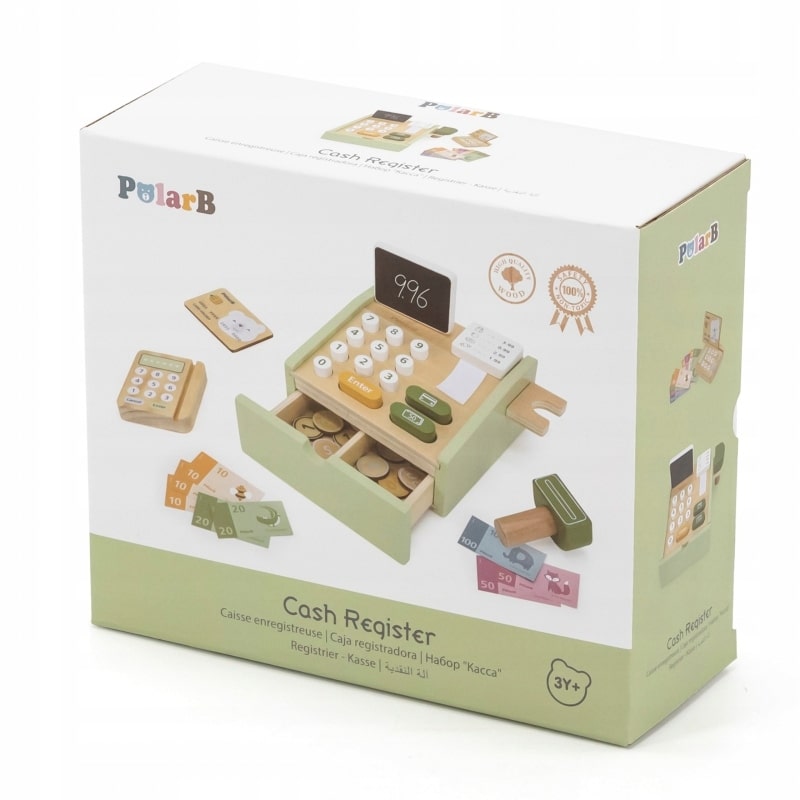 Oku polar b houten kassa met nep geld