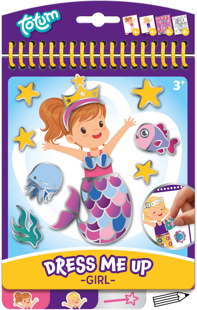 Totum aankleedboek dress me up mode - stickerboek - kleurboek - 24-delig - speelgoed kinderen - knutselen - voor meisjes - ook voor kleuters - vanaf 3 jaar