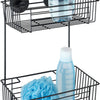 Wenko vacuum-loc wandrek 2-laags bari mat zwart 26x17x38cm - doucherek - douchemand - bevestigen zonder boren