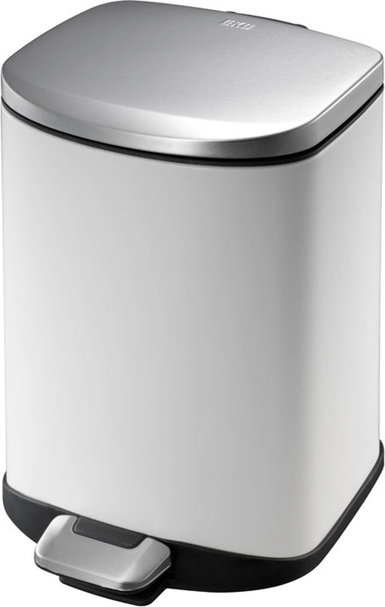 Eko - della pedaalemmer 6 liter - steel plastic - wit - prullenbak
