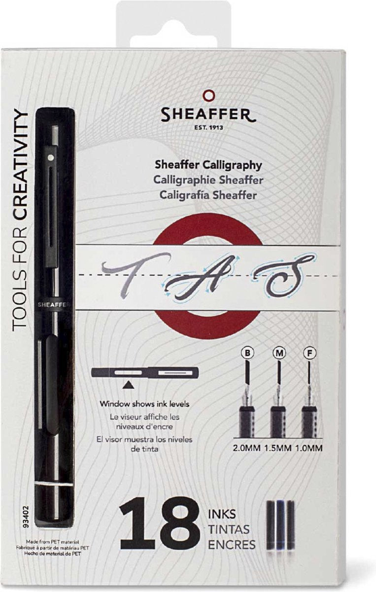 Sheaffer kalliegrafieset - zwart - penpunten f m b - sf-93402