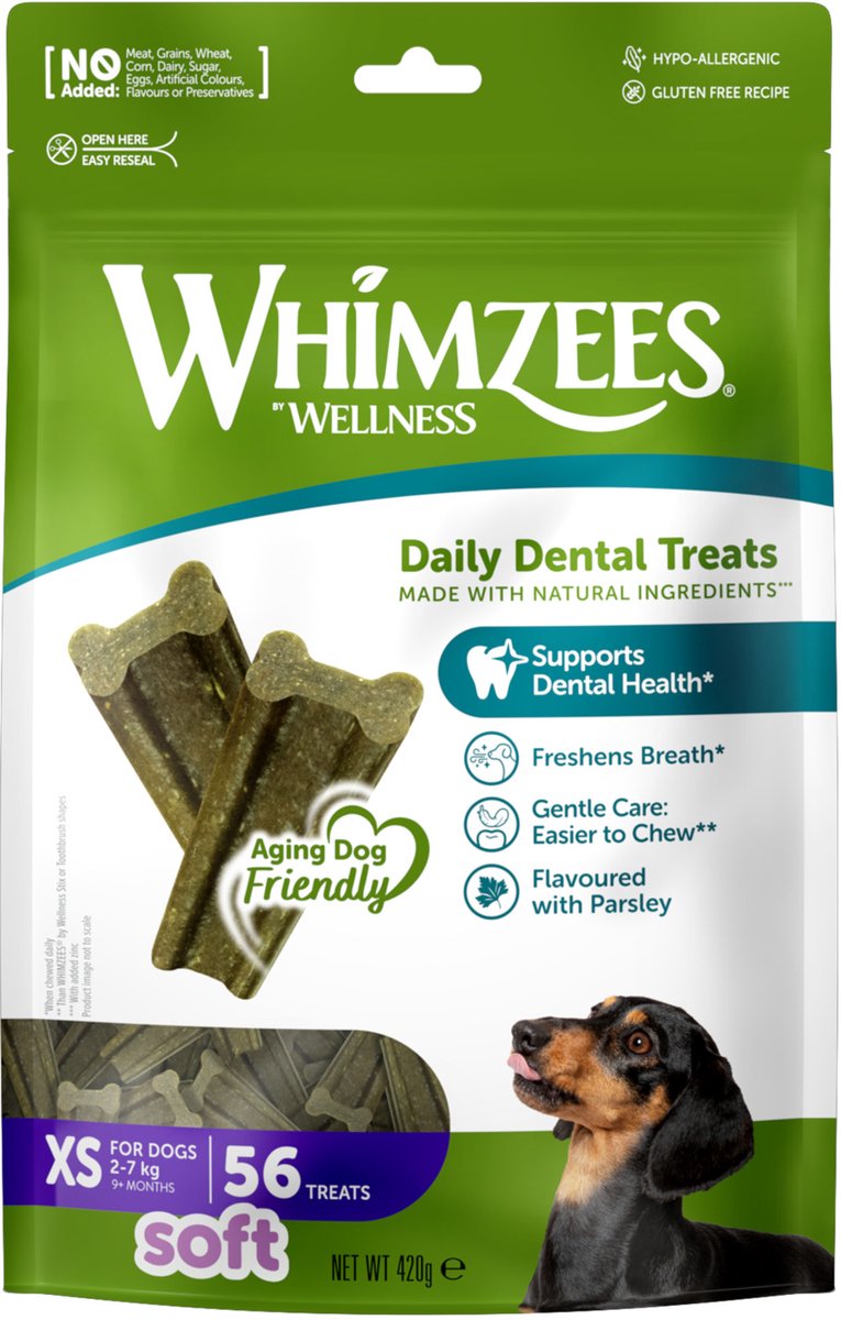 Whimzees soft value bag - hondensnacks - 56x7.5 g xs