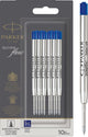 Parker balpenvulling - medium punt - blauwe quinkflow-inkt - 10 stuks